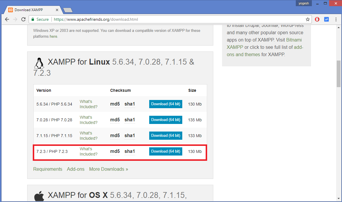 Download xampp for ubuntu 16.04