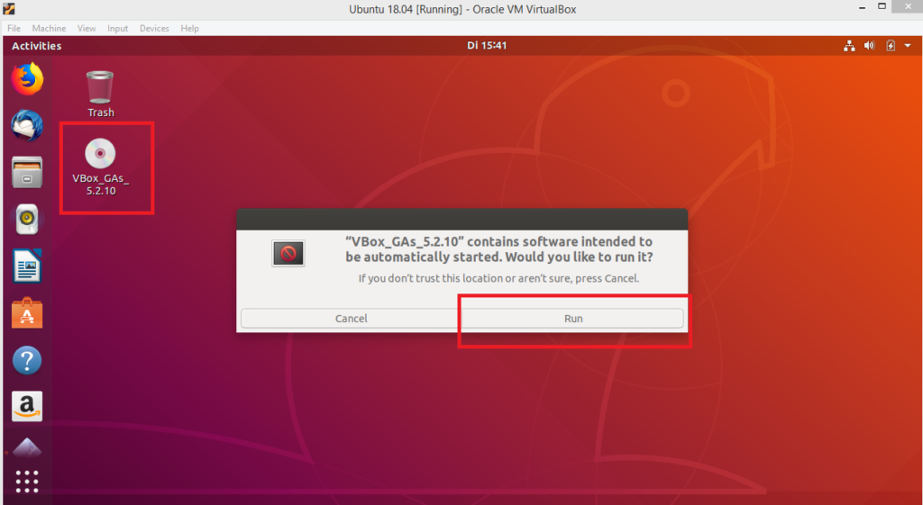 run the ubuntu iso file
